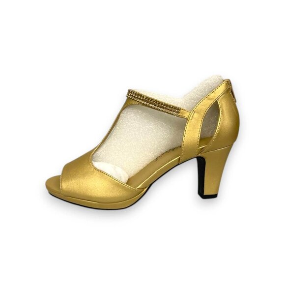 Easy Street Flash Womens Dress Sandal Gold Satin US Size 6 WW-Retail $65 - Picture 2 of 5